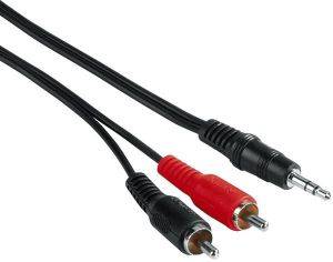 AUDIO CONNECTING CABLE 2 RCA MALE PLUGS - 3.5 MM MALE PLUG STEREO, 5 M