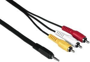 HAMA 43090 VIDEO CABLE 4PIN 3.5MM JACK PLUG - 3XRCA PLUGS 3M HAMA 43090 VIDEO CABLE 4PIN 3.5MM JACK PLUG - 3XRCA PLUGS 3M