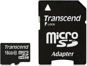 TRANSCEND TS16GUSDHC10 16GB MICRO SDHC CLASS 10 + ADAPTER