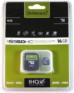 INTENSO MICRO SDHC 16GB + ADAPTER CL4 BLISTER