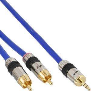INLINE AUDIO CABLE 2XRCA PLUG TO 3.5MM JACK 10M