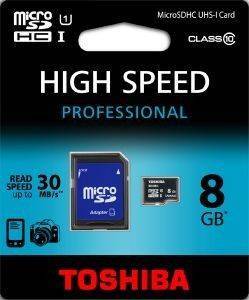 TOSHIBA 8GB MICRO SDHC UHS-I CLASS 10 WITH ADAPTER