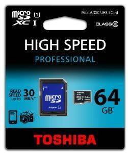 TOSHIBA 64GB MICRO SDXC UHS-I CLASS 10 WITH ADAPTER