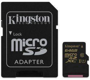 KINGSTON SDCA10/64GB 64GB MICRO SDHC CL10 UHS-I WITH ADAPTER KINGSTON SDCA10/64GB 64GB MICRO SDHC CL10 UHS-I WITH ADAPTER