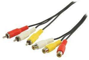 VALUELINE VLVP24305B3.00 RCA AV EXTENSION CABLE 3X RCA MALE - 3X RCA FEMALE 3M BLACK VALUELINE VLVP24305B3.00 RCA AV EXTENSION CABLE 3X RCA MALE - 3X RCA FEMALE 3M BLACK