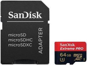 SANDISK EXTREME PRO SDSDQXP-064G-G46A 64GB MICRO SDXC UHS-1 CLASS 3 + ADAPTER SD