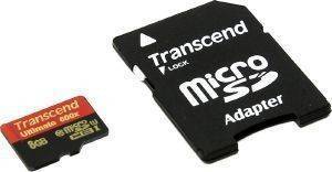 TRANSCEND TS8GUSDHC10U1 8GB MICRO SDHC CLASS 10 UHS-I 600X ULTIMATE WITH ADAPTER