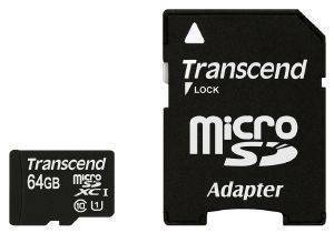 TRANSCEND TS64GUSDU1 64GB MICRO SDXC CLASS 10 UHS-I 400X PREMIUM WITH ADAPTER