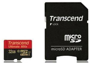 TRANSCEND TS32GUSDHC10U1 32GB MICRO SDHC CLASS 10 UHS-I 600X ULTIMATE WITH ADAPTER TRANSCEND TS32GUSDHC10U1 32GB MICRO SDHC CLASS 10 UHS-I 600X ULTIMATE WITH ADAPTER