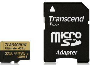 TRANSCEND TS32GUSDU3 32GB MICRO SDHC CLASS 10 UHS-I U3 633X ULTIMATE WITH ADAPTER