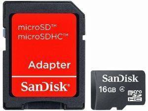 SANDISK 16GB MICRO SDHC CLASS 4 + SD ADAPTER SDSDQM-016G-B35A