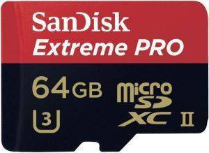 SANDISK SDSQXPJ-064G 64GB EXTREME PRO MICRO SDXC UHS-II U3 CLASS 10 WITH USB 3.0 READER