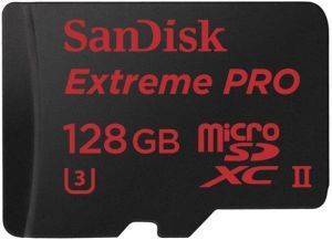 SANDISK SDSQXPJ-128G 128GB EXTREME PRO MICRO SDXC UHS-II U3 CLASS 10 WITH USB 3.0 READER