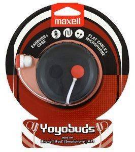 MAXELL COLOR YOYO BUDS HEADPHONES + MICROPHONE RED