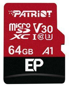PATRIOT PEF64GEP31MCX EP SERIES 64GB MICRO SDXC V30 A1 CLASS 10 WITH SD ADAPTER PATRIOT PEF64GEP31MCX EP SERIES 64GB MICRO SDXC V30 A1 CLASS 10 WITH SD ADAPTER