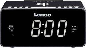 LENCO CR-550 STEREO CLOCK RADIO WITH WIRELESS (QI) AND USB CHARGER BLACK