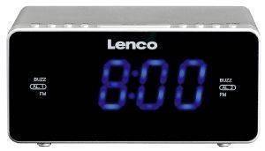 LENCO CR-520 STEREO CLOCK RADIO WITH 1.2\'\' BLUE DISPLAY AND USB CHARGER SLIVER