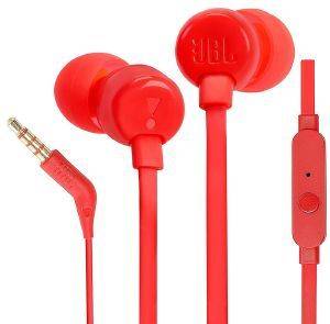 JBL TUNE 110 IN-EAR HEADPHONES WITH MICROPHONE RED