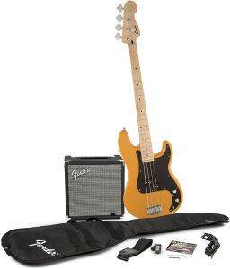 H  FENDER SQUIER AFFINITY PRECISION BASS BUTTERSCOTCH BLONDE +  RUMBLE 15