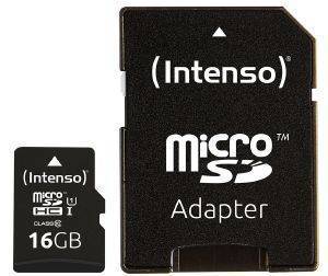 INTENSO 3423470 16GB MICRO SDHC UHS-I PREMIUM CLASS 10 + SD ADAPTER INTENSO 3423470 16GB MICRO SDHC UHS-I PREMIUM CLASS 10 + SD ADAPTER