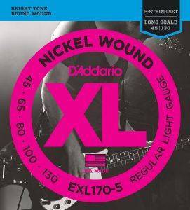    D\'ADDARIO EXL170-5 XL SERIES LONG SCALE 5-STRING 45-130 NICKEL WOUND