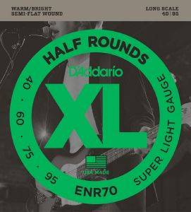    D\'ADDARIO ENR70 XL HALF ROUND SERIES LONG SCALE 40-95 NICKEL SEMI FLATWOUN