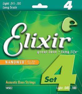 ELIXIR-STRINGS ΧΟΡΔΕΣ ΑΚΟΥΣΤΙΚΟΥ ΜΠΑΣΟΥ ELIXIR 14502 NANOWEB 4-STRING LIGHT 45-100 LONG SCALE