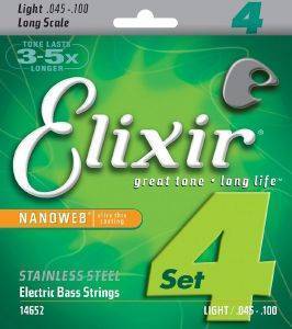    ELIXIR 14652 NANOWEB LIGHT 45-100 LONG SCALE 4-STRING STAINLESS STEEL