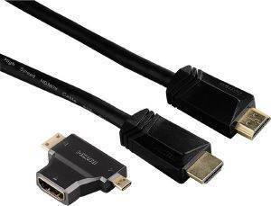 HAMA 122227 HIGH SPEED HDMI CABLE 1.5M + 2 HDMI ADAPTERS BLACK