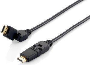 EQUIP 119363 HIGH SPEED HDMI 2.0 4K CABLE WITH ETHERNET M/M 3M SWIVEL BLACK