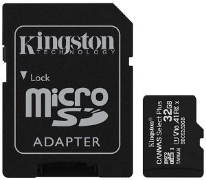 KINGSTON SDCS2/64GB CANVAS SELECT PLUS 64GB MICRO SDXC 100R A1 C10 CARD + SD ADAPTER