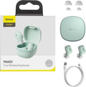 BASEUS ENCOK WM01 TWS TRUE WIRELESS BLUETOOTH HEADSET GREEN BASEUS ENCOK WM01 TWS TRUE WIRELESS BLUETOOTH HEADSET GREEN