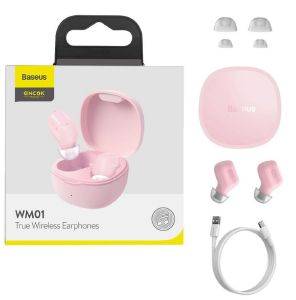 BASEUS ENCOK WM01 TWS TRUE WIRELESS BLUETOOTH HEADSET PINK