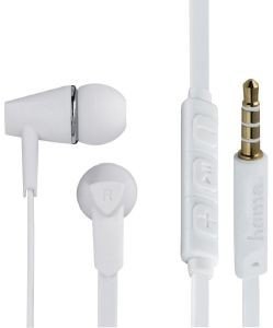 HAMA 184010 JOY HEADPHONES IN-EAR MICROPHONE FLAT RIBBON CABLE WHITE