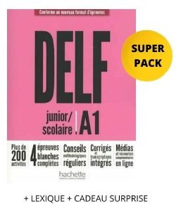 DELF SCOLAIRE   JUNIOR A1 SUPER PACK (+ LEXIQUE + CADEAU SURPRISE) NOUVEAU FORMAT