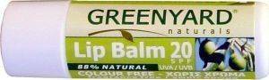 LIP BALM 20SPF COLOUR FREE BY GREENYARD 4.7 GR