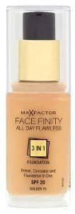 MAKE-UP MAX FACTOR FACE FINITY ALL DAY FLAWLESS 3 IN 1 FOUNDATION NO 75 GOLDEN MAKE-UP MAX FACTOR FACE FINITY ALL DAY FLAWLESS 3 IN 1 FOUNDATION NO 75 GOLDEN
