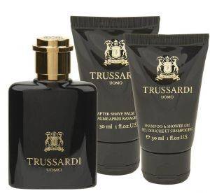 SET TRUSSARDI UOMO EAU DE TOILETTE SPRAY 30ML &  SHAMPOO-SHOWER GEL 30ML & AFTER SHAVE BALM 30ML