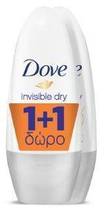   DOVE DEO INVISIBLE ROLL ON  50ML 1+1