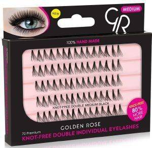 GOLDEN ROSE KNOT FREE DOUBLE INDIVIDUAL EYELASHES MEDIUM BLACK (70 )