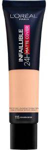 LOREAL PARIS INFALLIBLE 24H MATTE COVER LIQUID FOUNDATION 115 GOLDEN BEIGE LOREAL PARIS INFALLIBLE 24H MATTE COVER LIQUID FOUNDATION 115 GOLDEN BEIGE