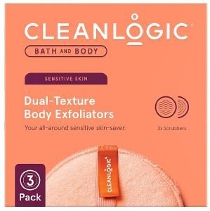 CLEANLOGIC ΣΦΟΥΓΓΑΡΙ CLEANLOGIC BATH - BODY DUAL-TEXTURE BODY EXFOLIATORS - SENSITIVE SKIN - SET OF 3 3TMX