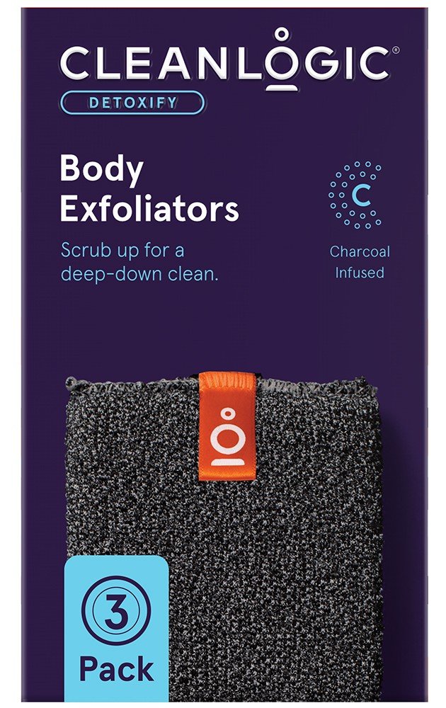 CLEANLOGIC BODY EXFOLIATOR CLEANLOGIC DETOXIFY GREY/BLACK 3TMX