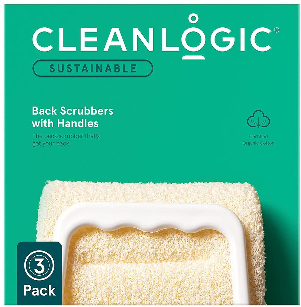 CLEANLOGIC ΣΦΟΥΓΓΑΡΙ CLEANLOGIC SUSTAINABLE BACK SCRUBBER WITH HANDLES 3TMX