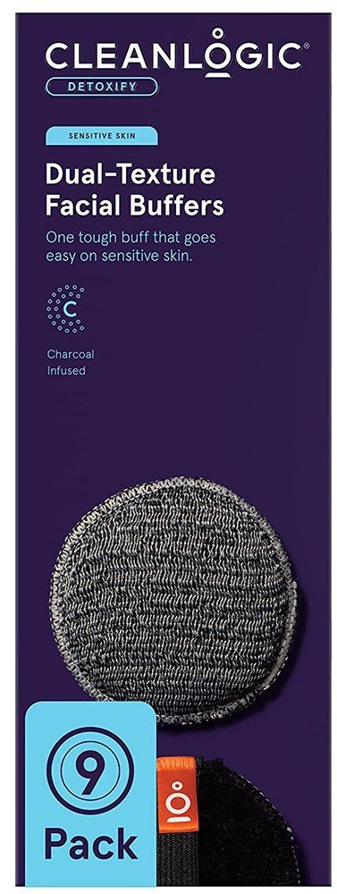 CLEANLOGIC ΣΦΟΥΓΓΑΡΙ CLEANLOGIC DETOXIFY DUAL-TEXTURE FACIAL BUFFERS - SENSITIVE SKIN BLACK/GREY 9TMX