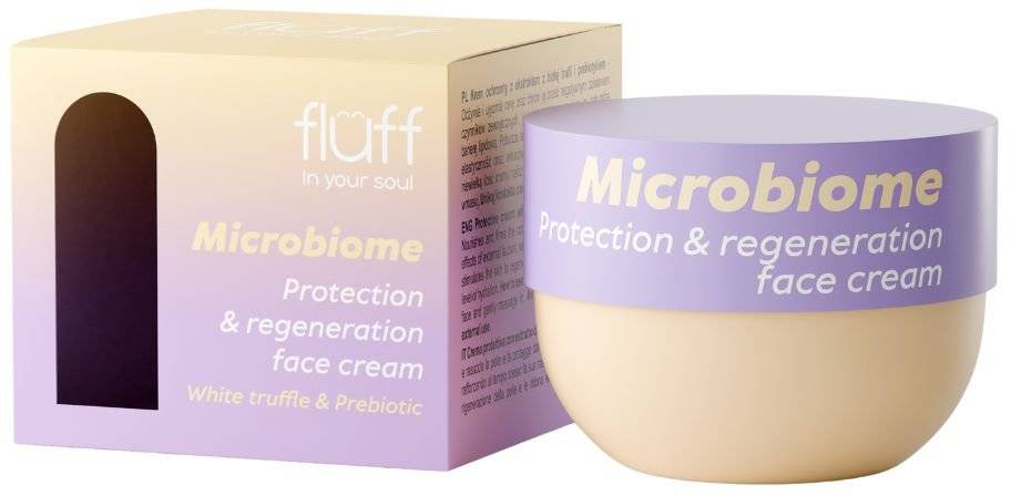 ΚΡΕΜΑ ΠΡΟΣΩΠΟΥ FLUFF MICROBIO PROTECTION - REGENERATON ΜΕ ΛΕΥΚΗ ΤΡΟΥΦΑ ΚΑΙ ΠΡΕΒΙΟΤΙΚΑ (50ML)