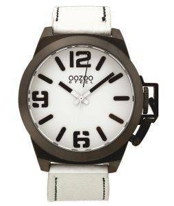ΑΝΔΡΙΚΟ ΡΟΛΟΙ OOZOO STEEL XL WHITE LEATHER STRAP ΑΝΔΡΙΚΟ ΡΟΛΟΙ OOZOO STEEL XL WHITE LEATHER STRAP