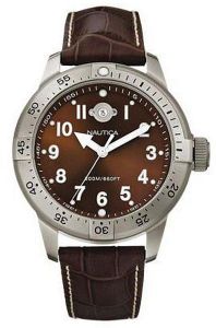   NAUTICA BROWN DIAL LEATHER STRAP