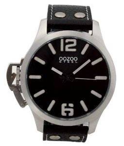 ΑΝΔΡΙΚΟ ΡΟΛΟΙ OOZOO STEEL LEFTY XL BLACK LEATHER STRAP ΑΝΔΡΙΚΟ ΡΟΛΟΙ OOZOO STEEL LEFTY XL BLACK LEATHER STRAP