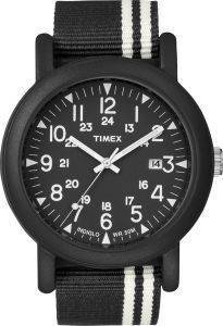   TIMEX BLACK AND WHITE FABRIC STRAP